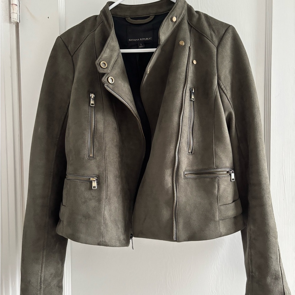 Banana Republic Dark Green Suede Leather Jacket